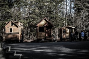 Three of the 5 tiny houses at the conference.
